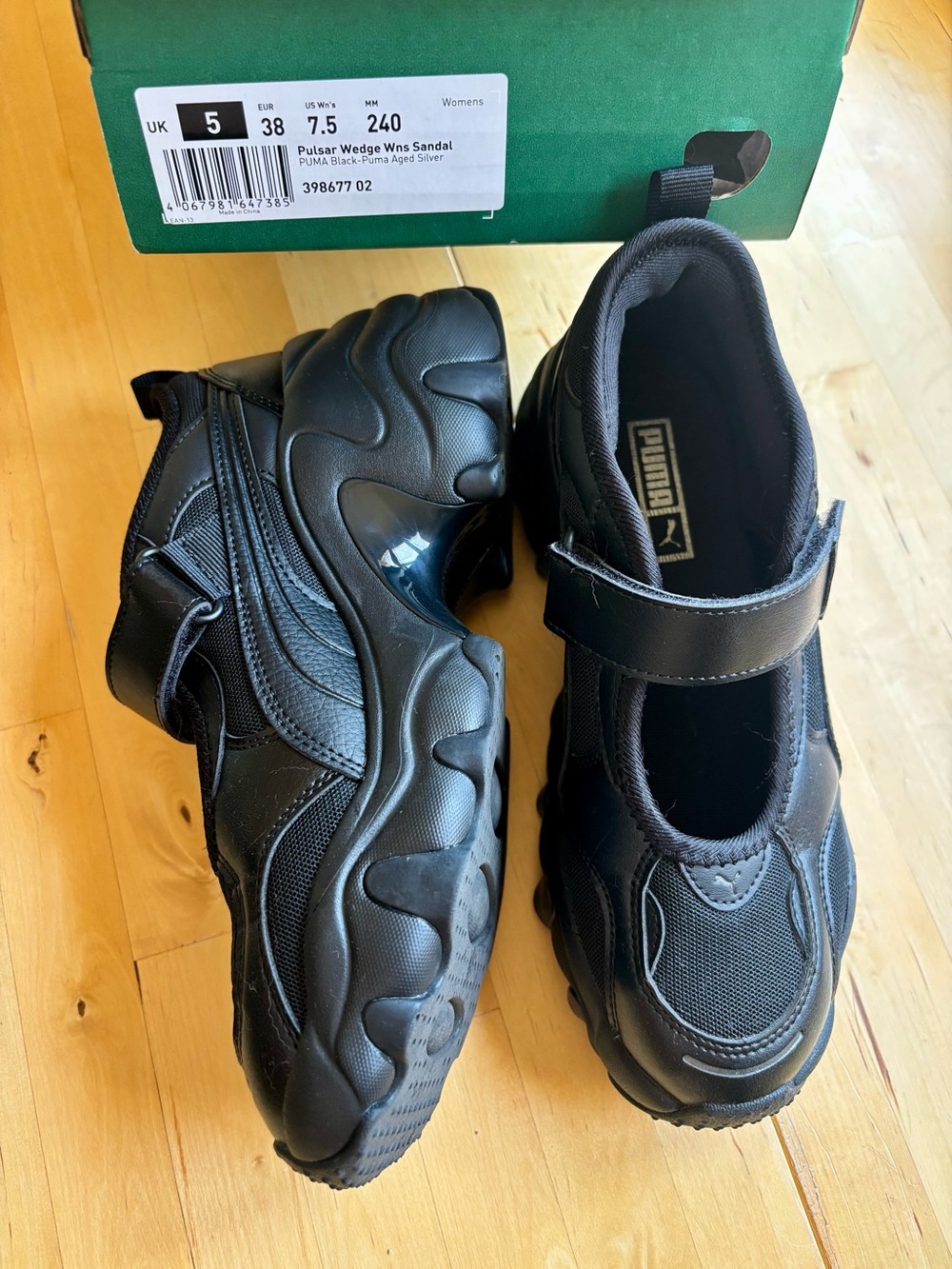 Puma Pulsar Wedge Platform Mary Jane Sandals Size 7.5 / 38 (runs small/narrow) - Picture 1 of 6